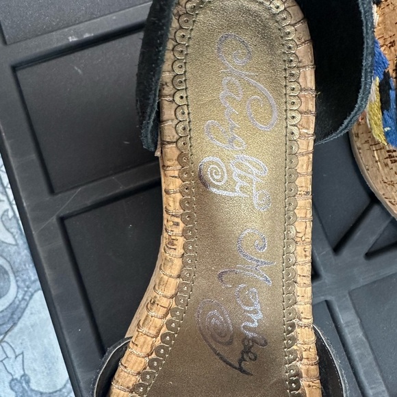 Naughty Monkey Virago Black Platform Wedge Sandals with Embroidery 8 Boho Indie - Picture 9 of 10